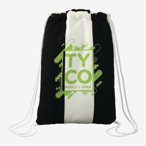 Microfiber Beach Blanket With Drawstring Pouch Custom Printed As Low